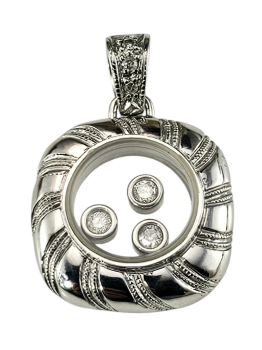 14K White Gold Floating Diamond Pendant #24976